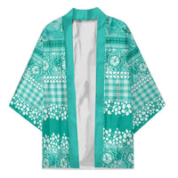 Hawaiian Hibiscus Honu Kimono Turquoise Mele Kalikimaka Palaka Spirit - Polynesian Pride