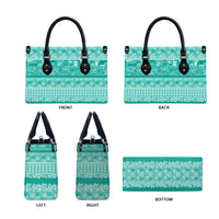 Hawaiian Hibiscus Honu Leather Bag Turquoise Mele Kalikimaka Palaka Spirit - Polynesian Pride