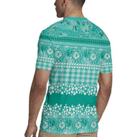 Hawaiian Hibiscus Honu Rugby Jersey Turquoise Mele Kalikimaka Palaka Spirit - Polynesian Pride
