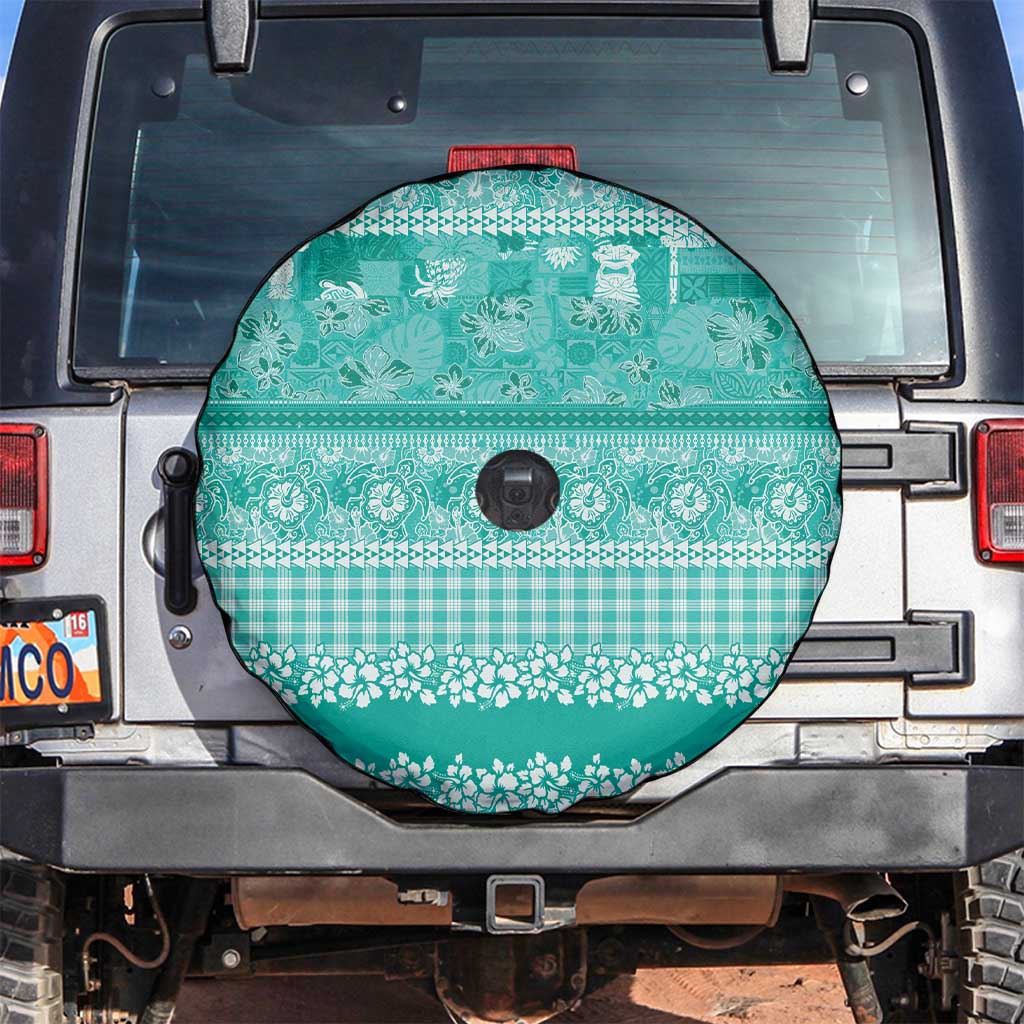 Hawaiian Hibiscus Honu Spare Tire Cover Turquoise Mele Kalikimaka Palaka Spirit - Polynesian Pride