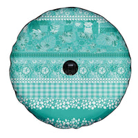 Hawaiian Hibiscus Honu Spare Tire Cover Turquoise Mele Kalikimaka Palaka Spirit - Polynesian Pride