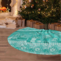 Hawaiian Hibiscus Honu Tree Skirt Turquoise Mele Kalikimaka Palaka Spirit - Polynesian Pride