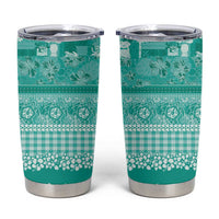 Hawaiian Hibiscus Honu Tumbler Cup Turquoise Mele Kalikimaka Palaka Spirit - Polynesian Pride