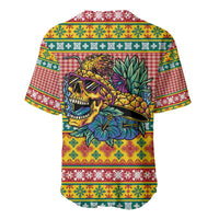 Hawaiian Pineapples Skull Baseball Jersey Mele Kalikimaka Palaka Quilt Pattern - Polynesian Pride