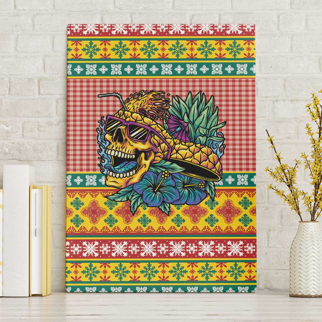 Hawaiian Pineapples Skull Canvas Wall Art Mele Kalikimaka Palaka Quilt Pattern - Polynesian Pride