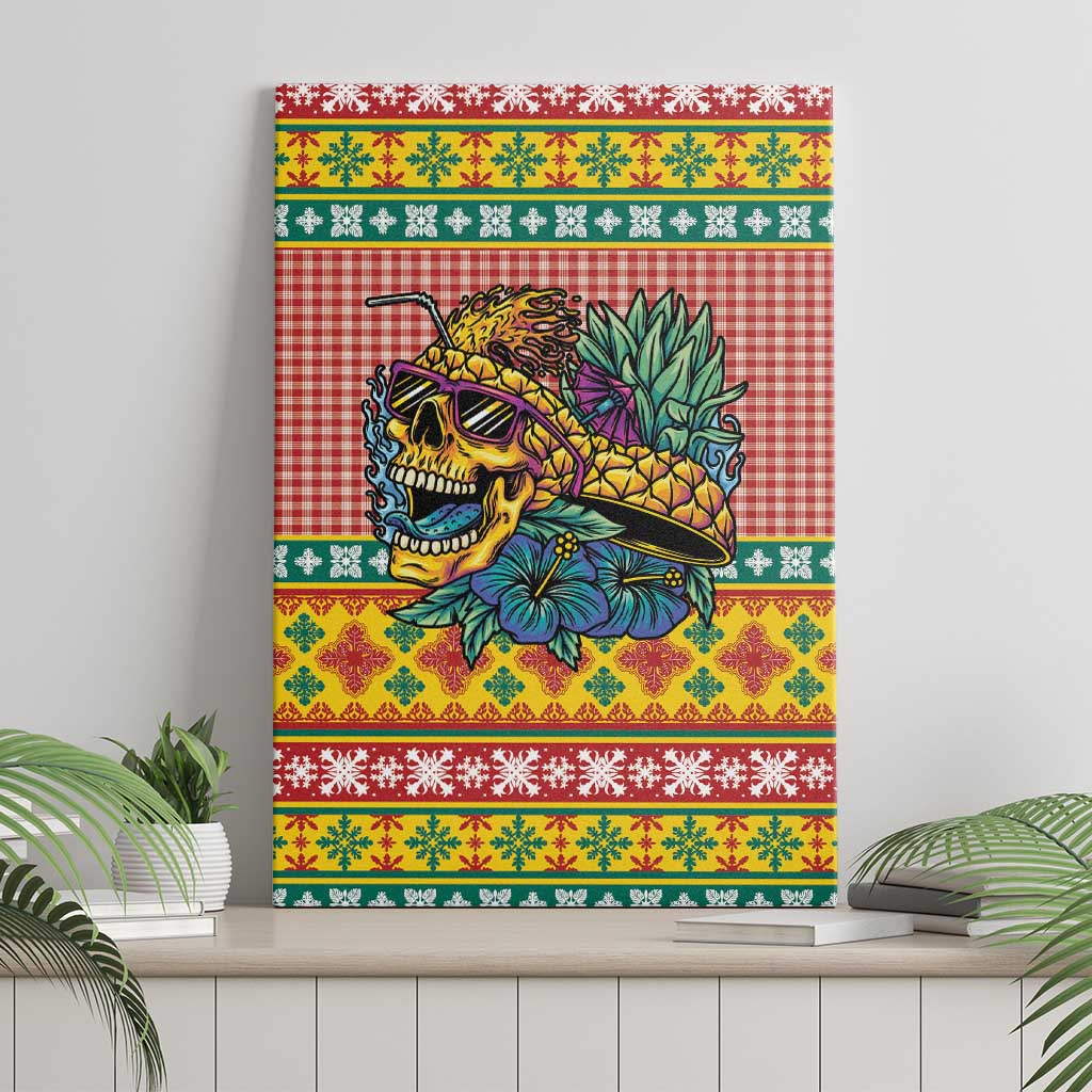 Hawaiian Pineapples Skull Canvas Wall Art Mele Kalikimaka Palaka Quilt Pattern - Polynesian Pride