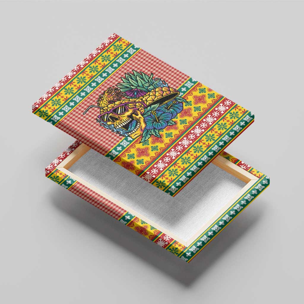 Hawaiian Pineapples Skull Canvas Wall Art Mele Kalikimaka Palaka Quilt Pattern - Polynesian Pride