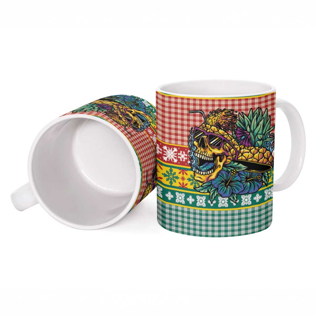 Hawaiian Pineapples Skull Ceramic Mug Mele Kalikimaka Palaka Quilt Pattern - Polynesian Pride