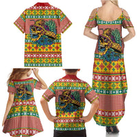 Hawaiian Pineapples Skull Family Matching Summer Maxi Dress and Hawaiian Shirt Mele Kalikimaka Palaka Quilt Pattern - Polynesian Pride