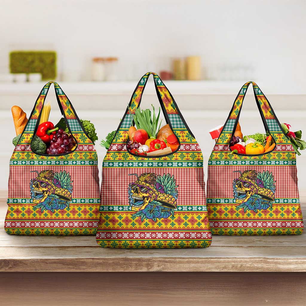 Hawaiian Pineapples Skull Grocery Bag Mele Kalikimaka Palaka Quilt Pattern - Polynesian Pride