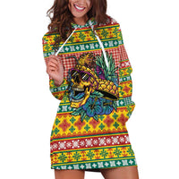 Hawaiian Pineapples Skull Hoodie Dress Mele Kalikimaka Palaka Quilt Pattern - Polynesian Pride