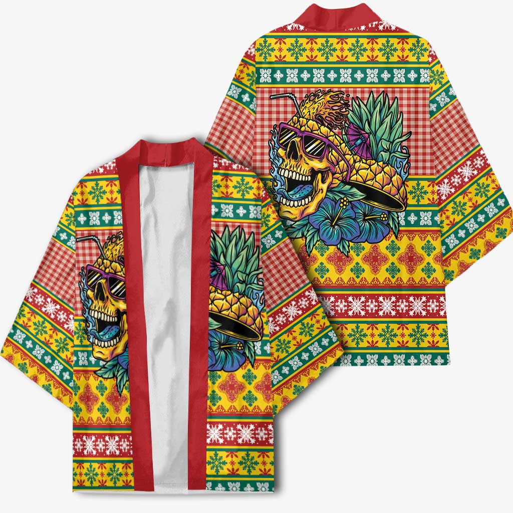 Hawaiian Pineapples Skull Kimono Mele Kalikimaka Palaka Quilt Pattern - Polynesian Pride