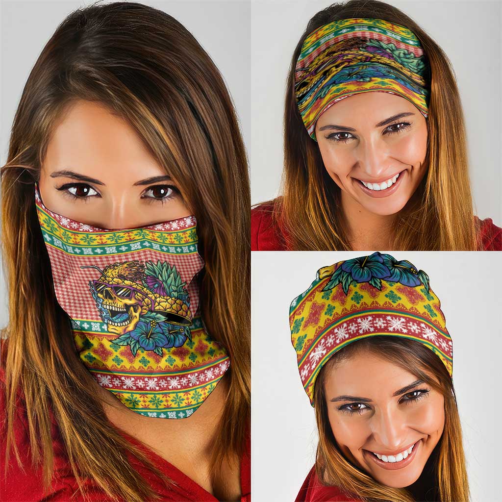 Hawaiian Pineapples Skull Neck Gaiter Mele Kalikimaka Palaka Quilt Pattern - Polynesian Pride