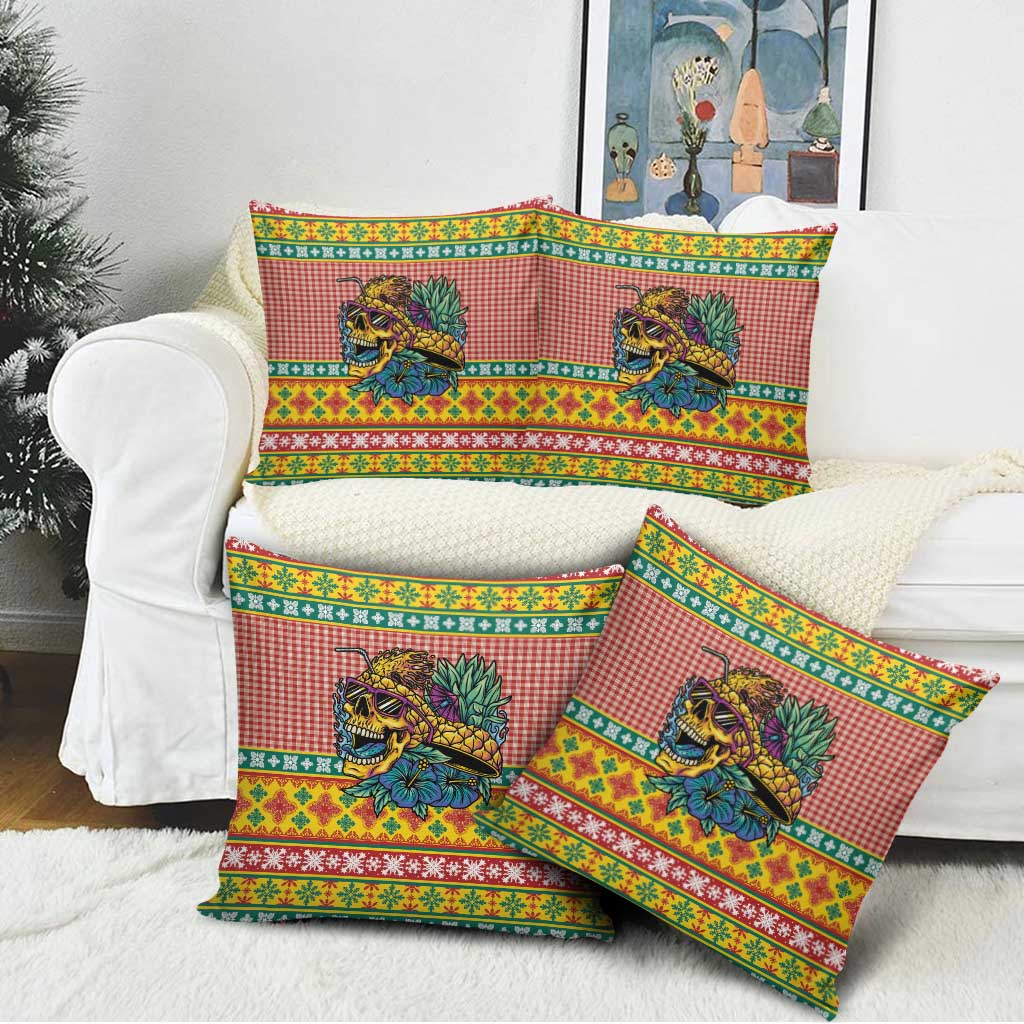 Hawaiian Pineapples Skull Pillow Cover Mele Kalikimaka Palaka Quilt Pattern - Polynesian Pride