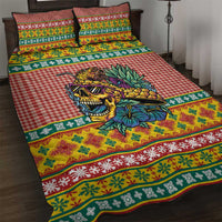Hawaiian Pineapples Skull Quilt Bed Set Mele Kalikimaka Palaka Quilt Pattern - Polynesian Pride