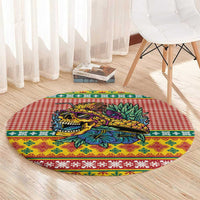 Hawaiian Pineapples Skull Round Carpet Mele Kalikimaka Palaka Quilt Pattern - Polynesian Pride