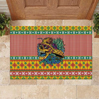 Hawaiian Pineapples Skull Rubber Doormat Mele Kalikimaka Palaka Quilt Pattern - Polynesian Pride