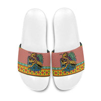 Hawaiian Pineapples Skull Slide Sandals Mele Kalikimaka Palaka Quilt Pattern - Polynesian Pride