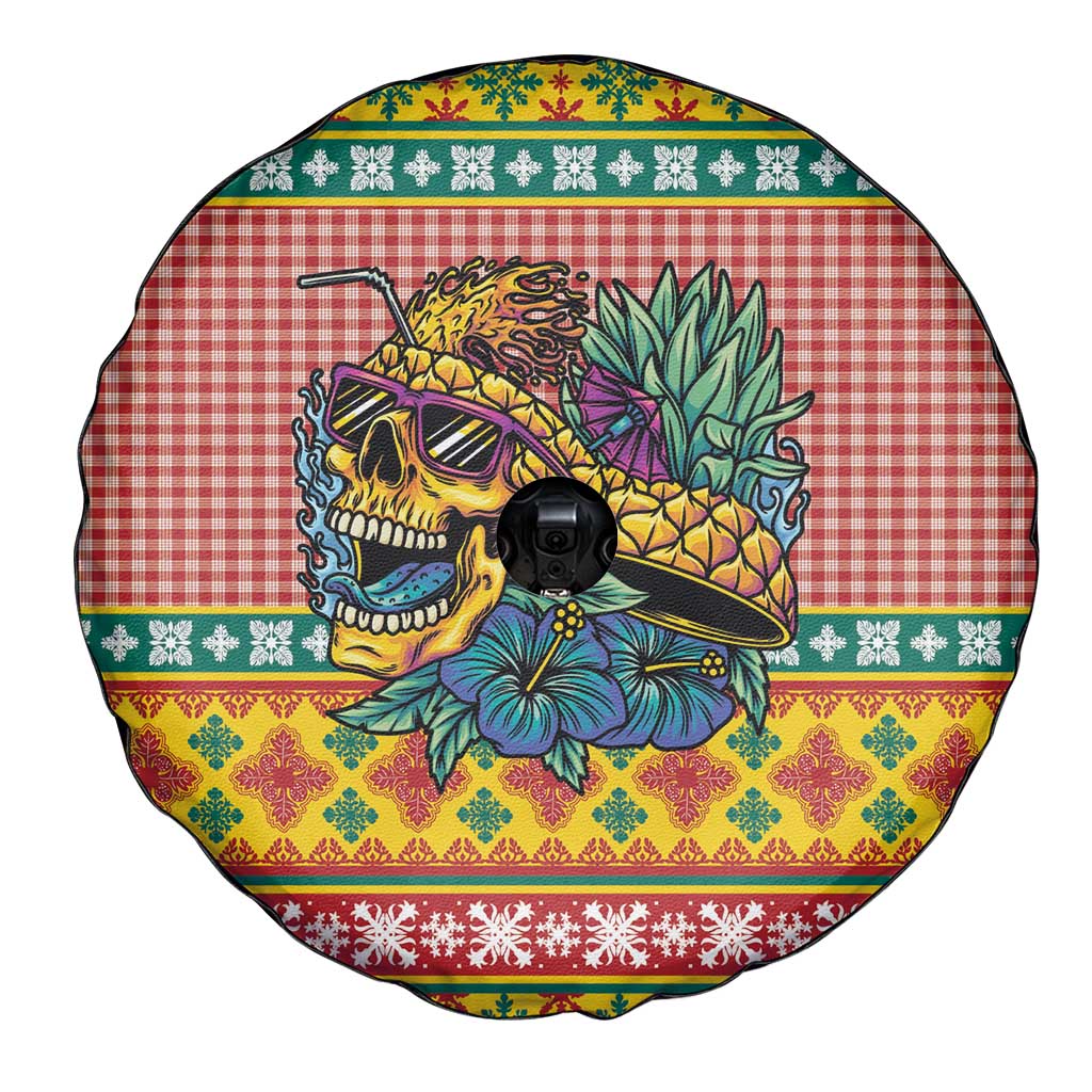 Hawaiian Pineapples Skull Spare Tire Cover Mele Kalikimaka Palaka Quilt Pattern - Polynesian Pride