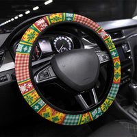 Hawaiian Pineapples Skull Steering Wheel Cover Mele Kalikimaka Palaka Quilt Pattern - Polynesian Pride
