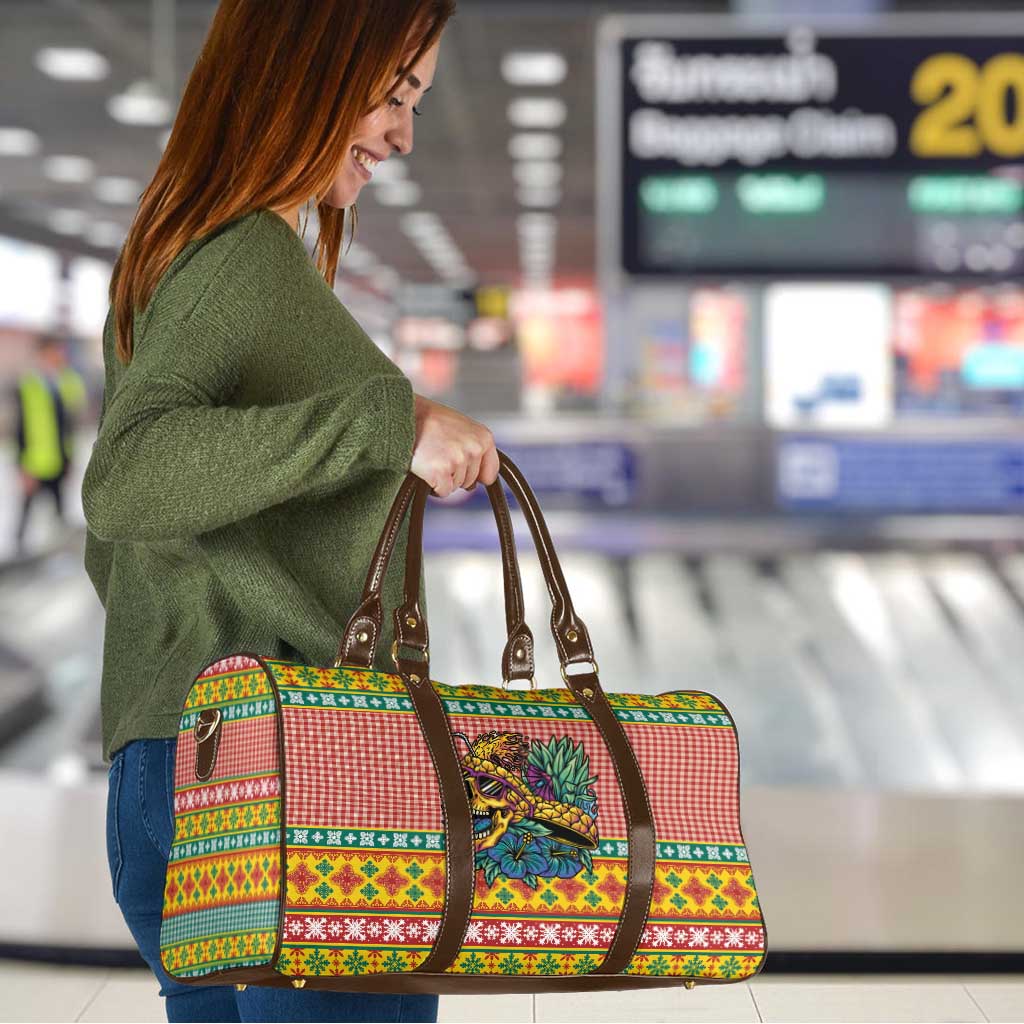 Hawaiian Pineapples Skull Travel Bag Mele Kalikimaka Palaka Quilt Pattern - Polynesian Pride