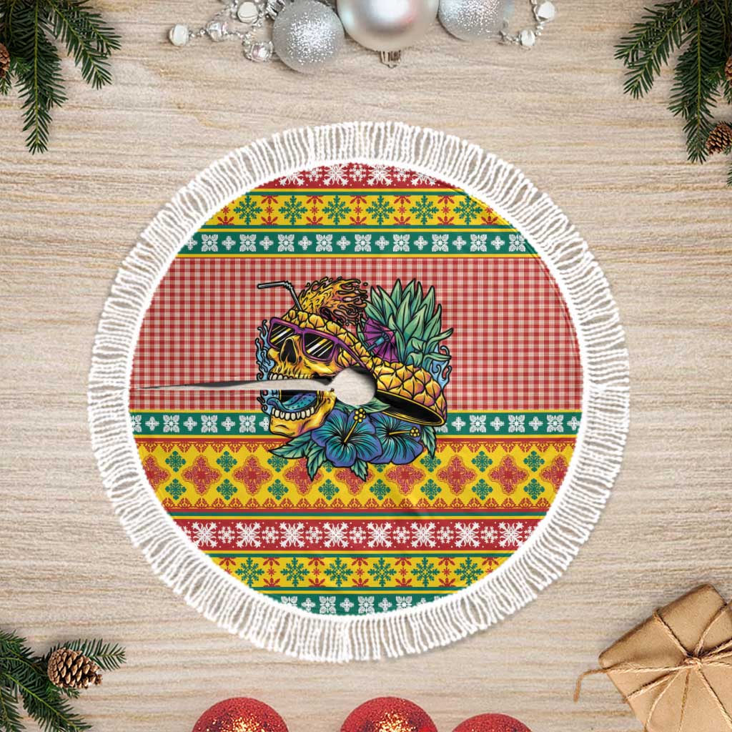 Hawaiian Pineapples Skull Tree Skirt Mele Kalikimaka Palaka Quilt Pattern - Polynesian Pride