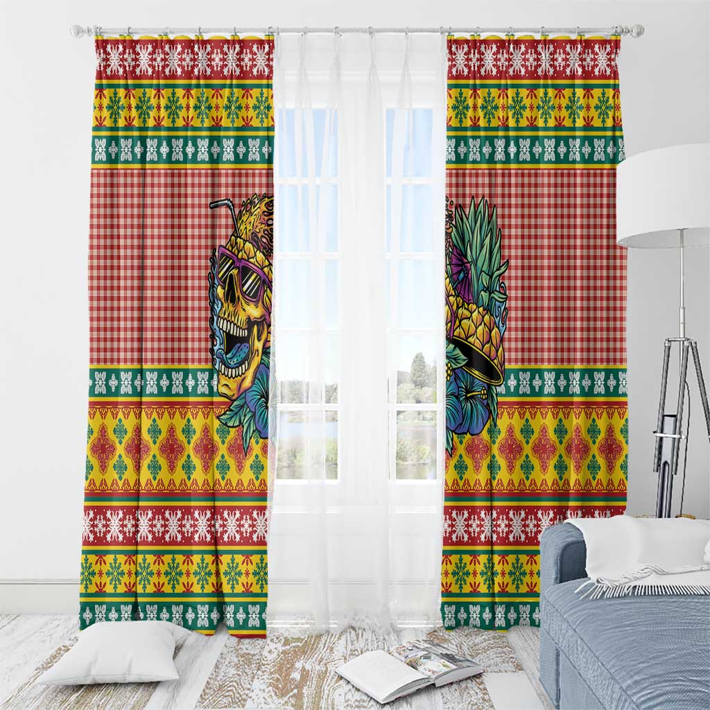 Hawaiian Pineapples Skull Window Curtain Mele Kalikimaka Palaka Quilt Pattern - Polynesian Pride
