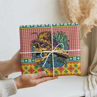 Hawaiian Pineapples Skull Wrapping Paper Mele Kalikimaka Palaka Quilt Pattern - Polynesian Pride