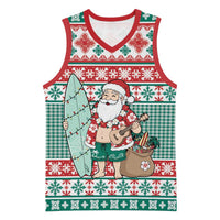 Hawaiian Funny Santa Surf Basketball Jersey Mele Kalikimaka Palaka Quilt Pattern - Polynesian Pride