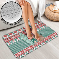 Hawaiian Funny Santa Surf Bathroom Set Mele Kalikimaka Palaka Quilt Pattern - Polynesian Pride