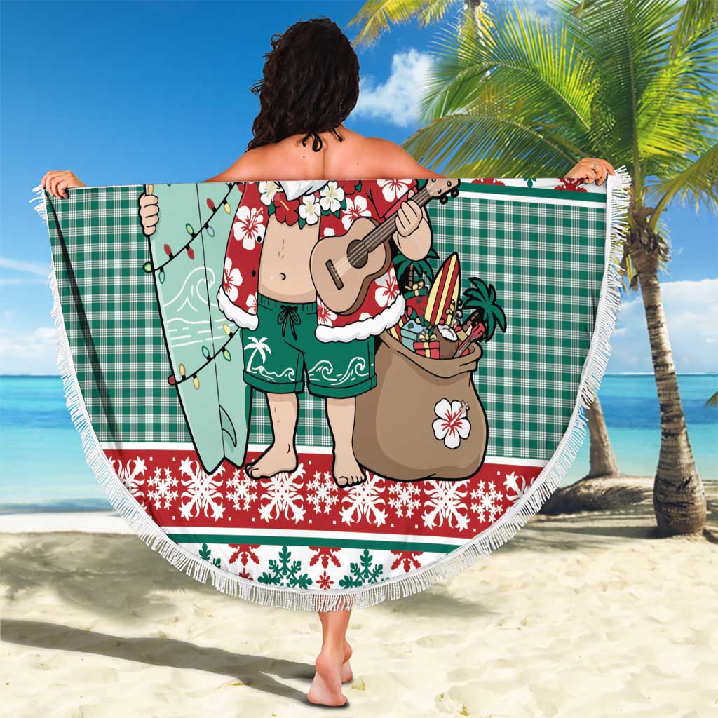 Hawaiian Funny Santa Surf Beach Blanket Mele Kalikimaka Palaka Quilt Pattern - Polynesian Pride