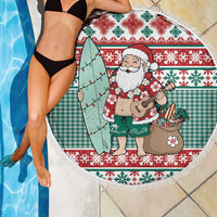 Hawaiian Funny Santa Surf Beach Blanket Mele Kalikimaka Palaka Quilt Pattern - Polynesian Pride