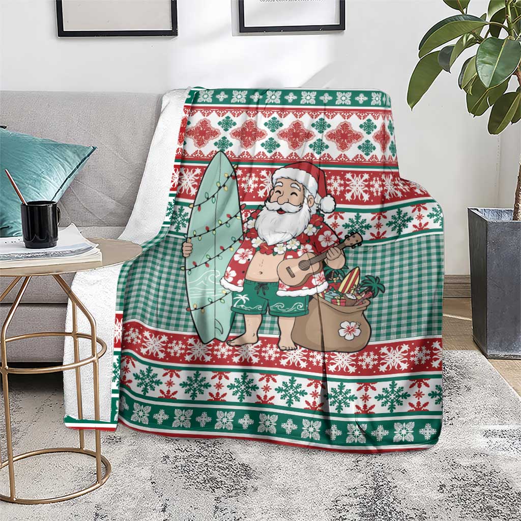 Hawaiian Funny Santa Surf Blanket Mele Kalikimaka Palaka Quilt Pattern - Polynesian Pride