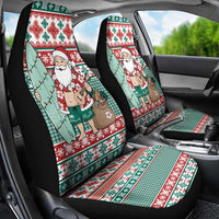 Hawaiian Funny Santa Surf Car Seat Cover Mele Kalikimaka Palaka Quilt Pattern - Polynesian Pride
