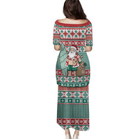 Hawaiian Funny Santa Surf Family Matching Puletasi and Hawaiian Shirt Mele Kalikimaka Palaka Quilt Pattern - Polynesian Pride