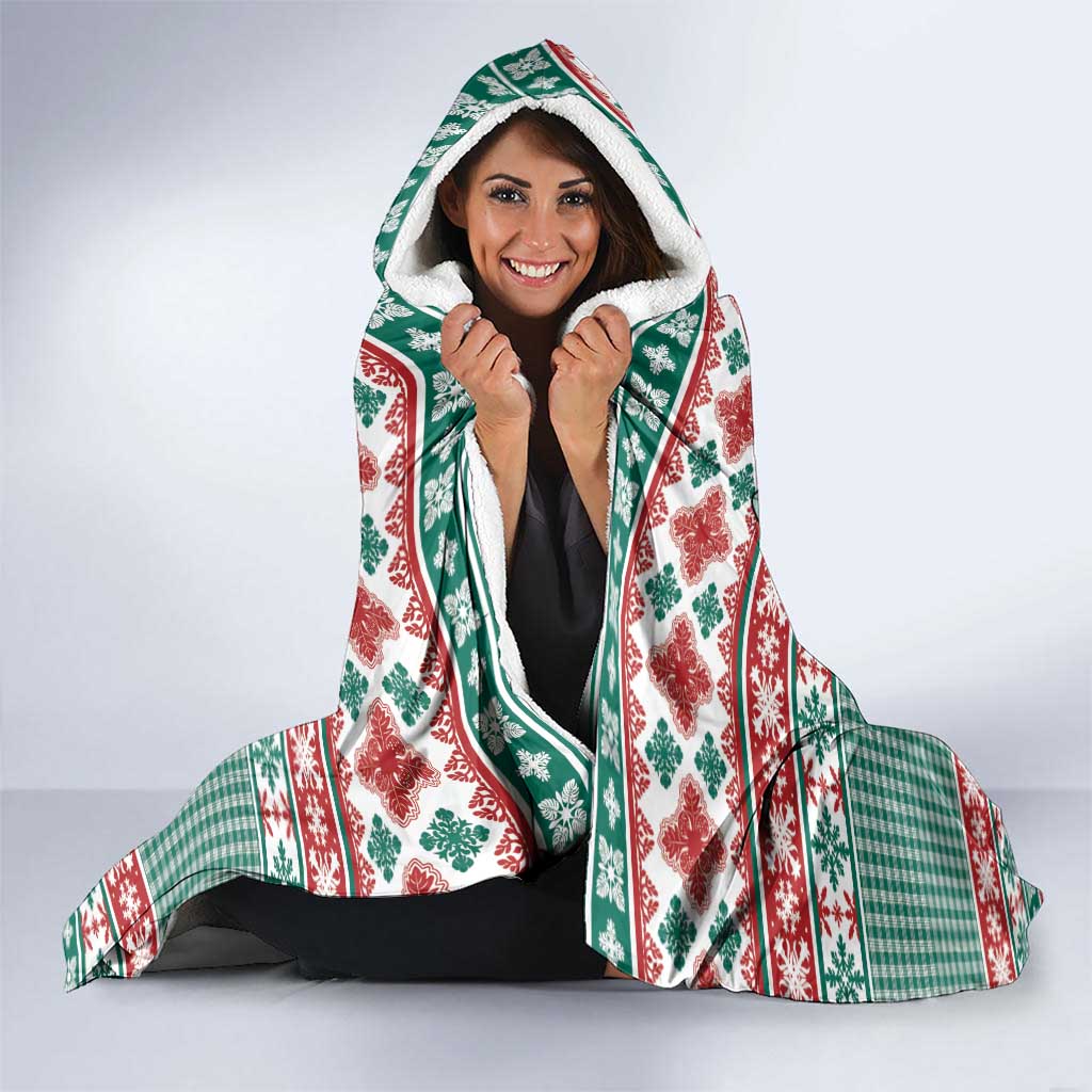 Hawaiian Funny Santa Surf Hooded Blanket Mele Kalikimaka Palaka Quilt Pattern - Polynesian Pride