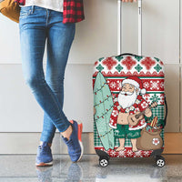 Hawaiian Funny Santa Surf Luggage Cover Mele Kalikimaka Palaka Quilt Pattern - Polynesian Pride