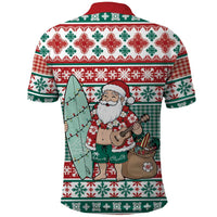 Hawaiian Funny Santa Surf Polo Shirt Mele Kalikimaka Palaka Quilt Pattern - Polynesian Pride