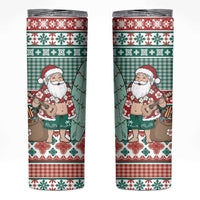 Hawaiian Funny Santa Surf Skinny Tumbler Mele Kalikimaka Palaka Quilt Pattern - Polynesian Pride
