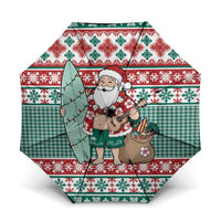 Hawaiian Funny Santa Surf Umbrella Mele Kalikimaka Palaka Quilt Pattern - Polynesian Pride