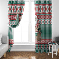Hawaiian Funny Santa Surf Window Curtain Mele Kalikimaka Palaka Quilt Pattern - Polynesian Pride