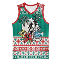 Hawaiian Skull Surfs Basketball Jersey Mele Kalikimaka Palaka Quilt Pattern - Polynesian Pride