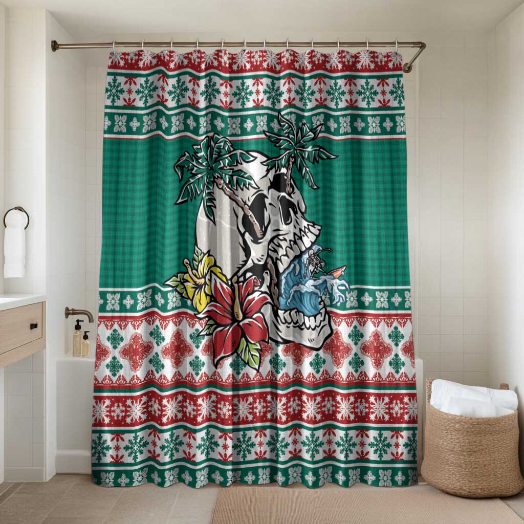 Hawaiian Skull Surfs Bathroom Set Mele Kalikimaka Palaka Quilt Pattern - Polynesian Pride