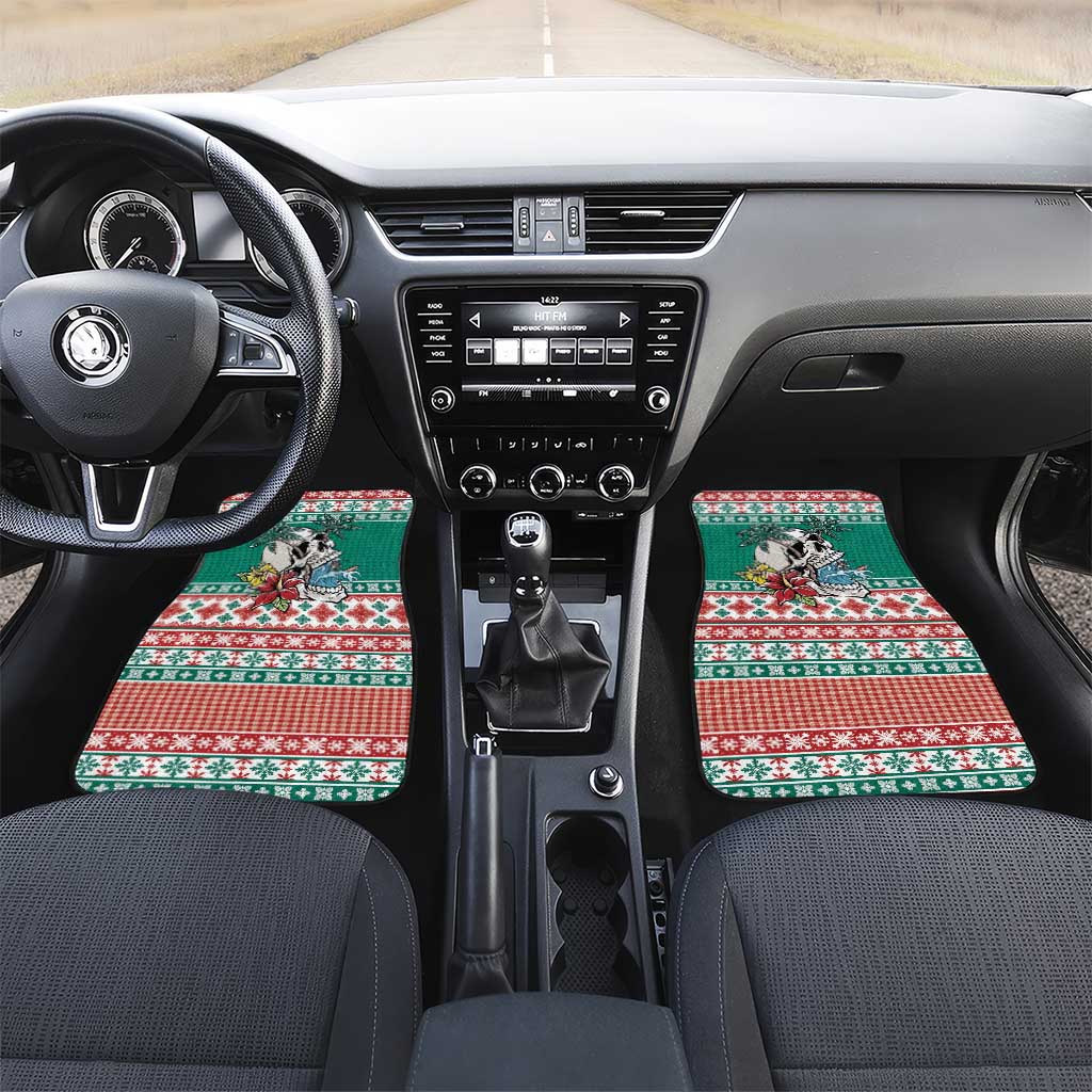 Hawaiian Skull Surfs Car Mats Mele Kalikimaka Palaka Quilt Pattern - Polynesian Pride