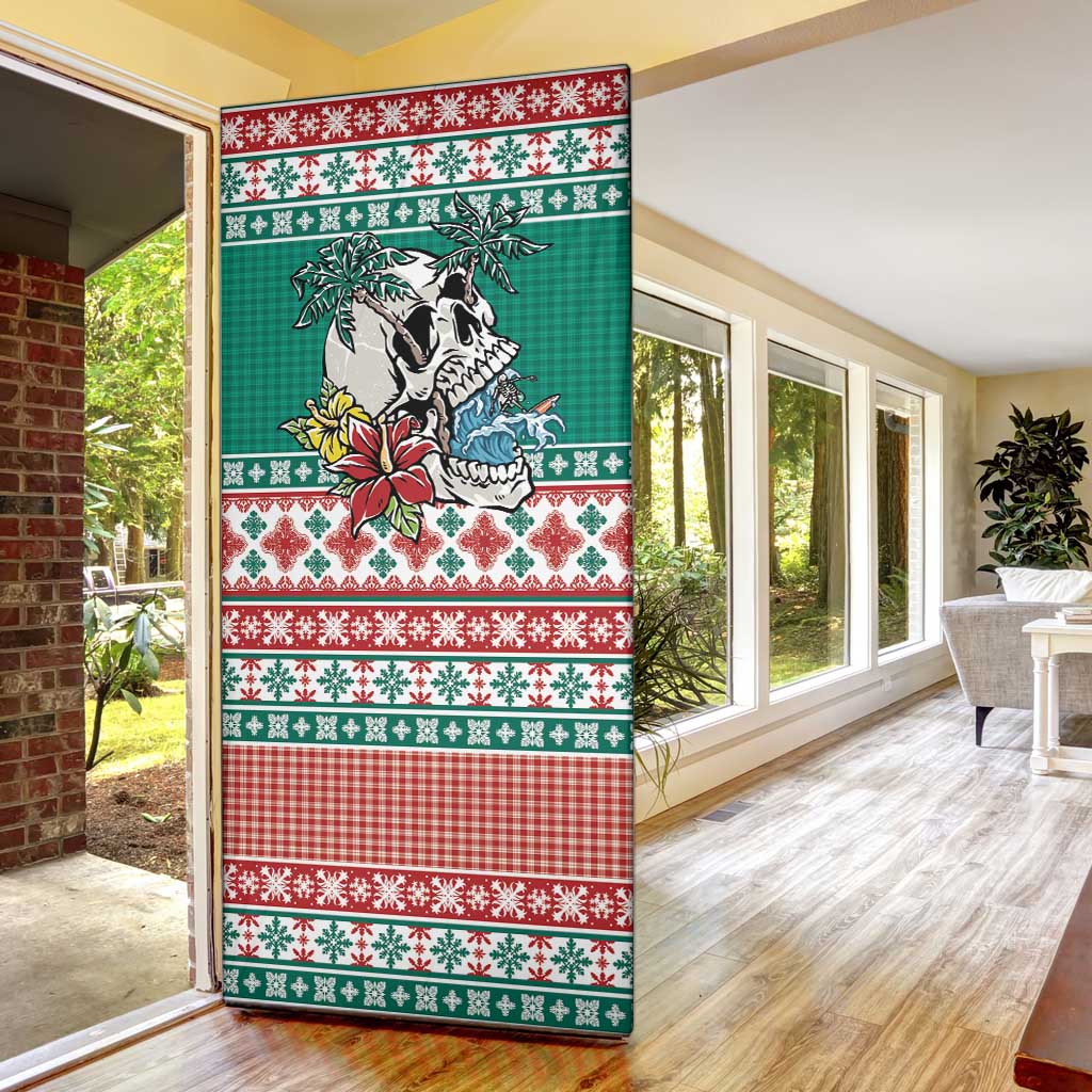 Hawaiian Skull Surfs Door Cover Mele Kalikimaka Palaka Quilt Pattern - Polynesian Pride