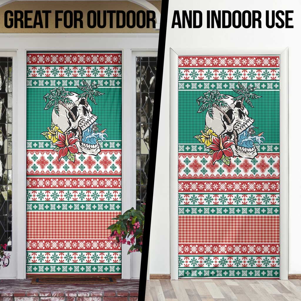 Hawaiian Skull Surfs Door Cover Mele Kalikimaka Palaka Quilt Pattern - Polynesian Pride