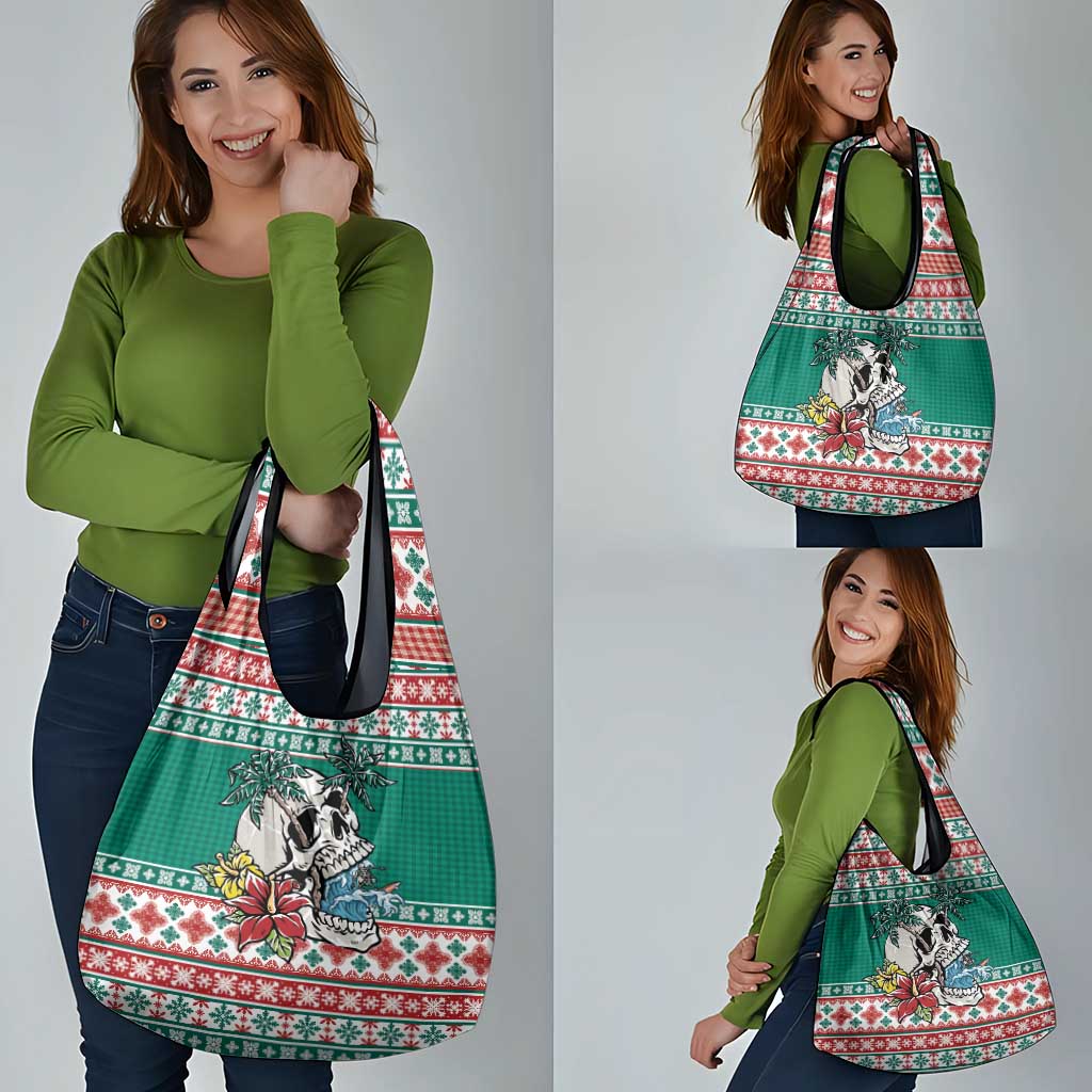 Hawaiian Skull Surfs Grocery Bag Mele Kalikimaka Palaka Quilt Pattern - Polynesian Pride