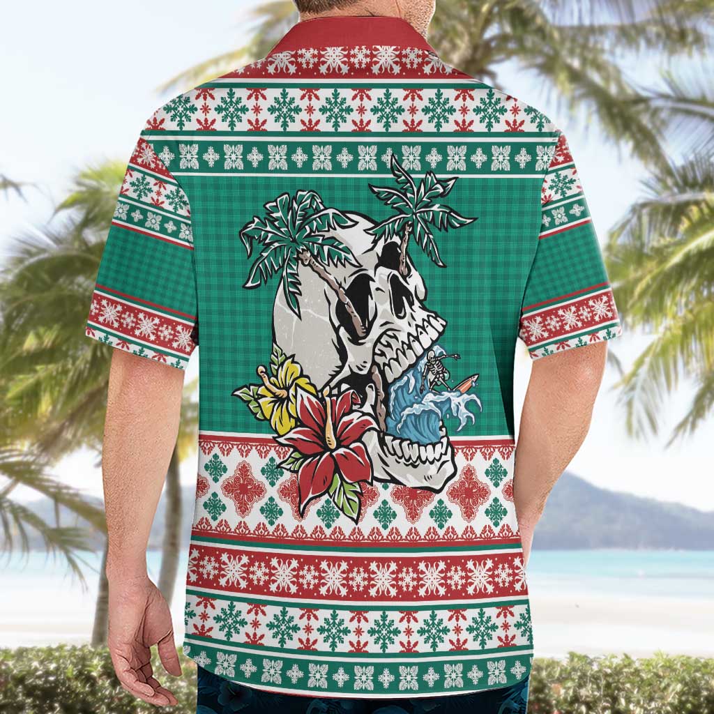 Hawaiian Skull Surfs Hawaiian Shirt Mele Kalikimaka Palaka Quilt Pattern - Polynesian Pride