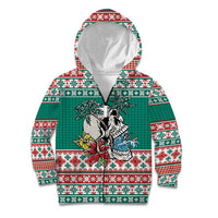 Hawaiian Skull Surfs Kid Hoodie Mele Kalikimaka Palaka Quilt Pattern - Polynesian Pride