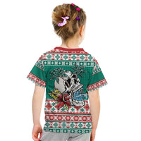 Hawaiian Skull Surfs Kid T Shirt Mele Kalikimaka Palaka Quilt Pattern - Polynesian Pride